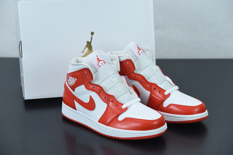 air jordan 1 mid in orange and white bq6472-116