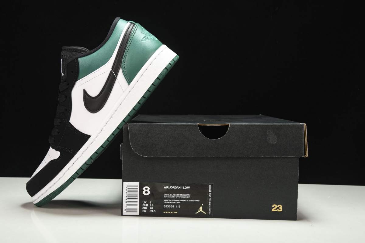 Jordan 1 Low White Black Mystic Green